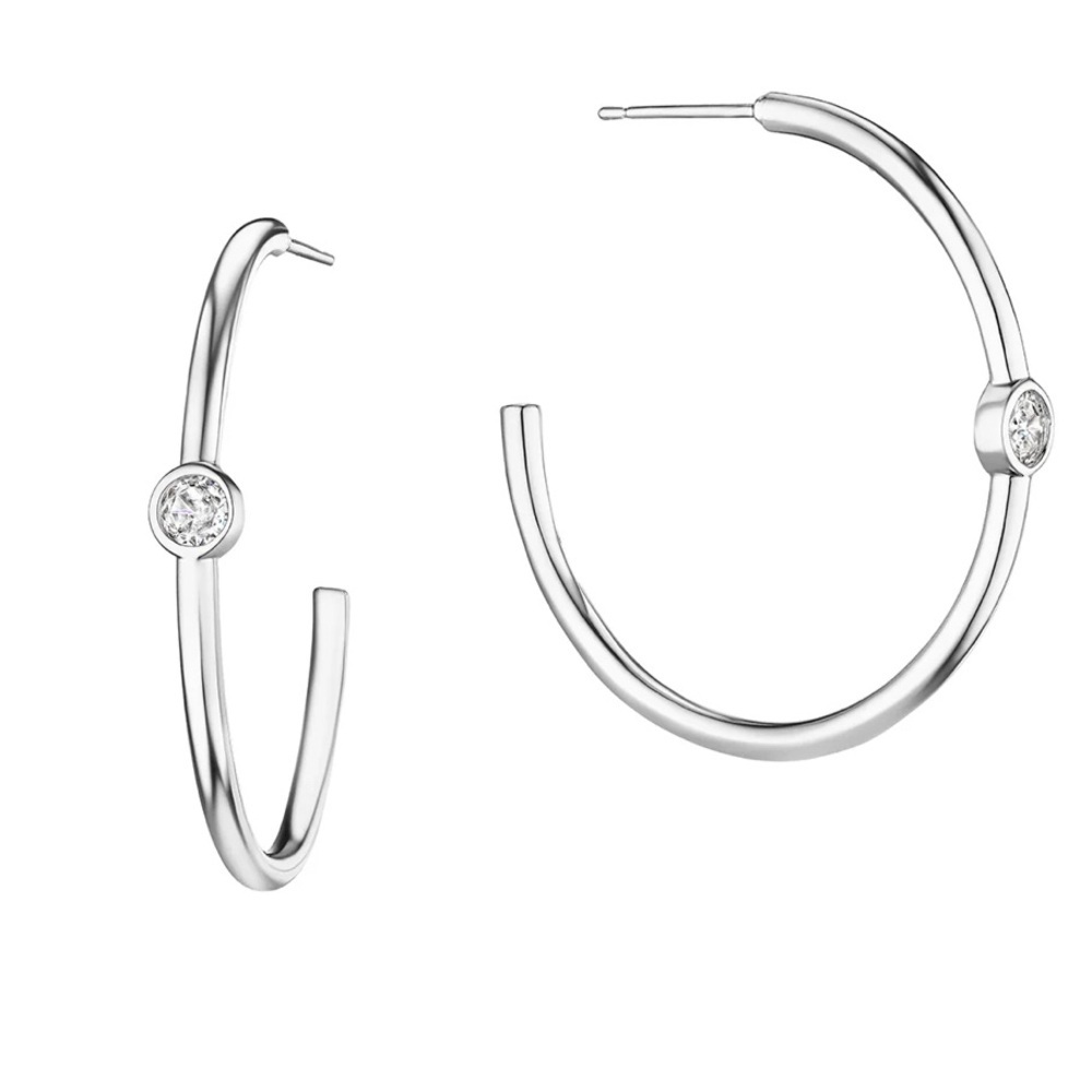 Jennifer Miller Hoop white gold plated hoop earrings NIB